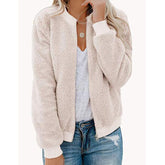Casual Chubby Teddy Bear Sherpa Bomber College Baseball Jacket